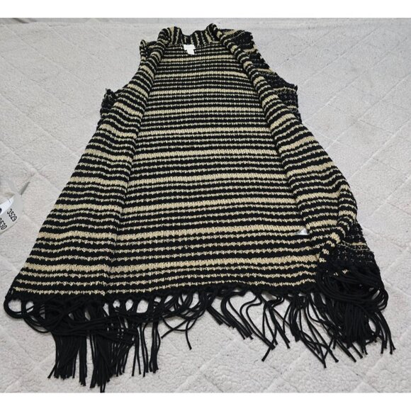 Chicos Womens Multicolor Striped‎ Duster Sweater Vest Farren Fringe Size 2 - Picture 6 of 13